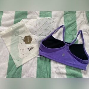 NWT sz S Party Purple / onyx black reversible sports bra